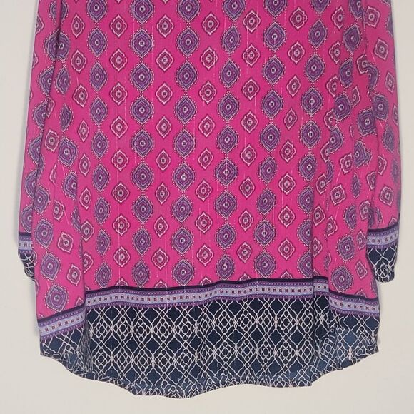 Ruby Rd Womens Size L Large Fuschia Black Mandala Top Tassels V Neck - Picture 13 of 15